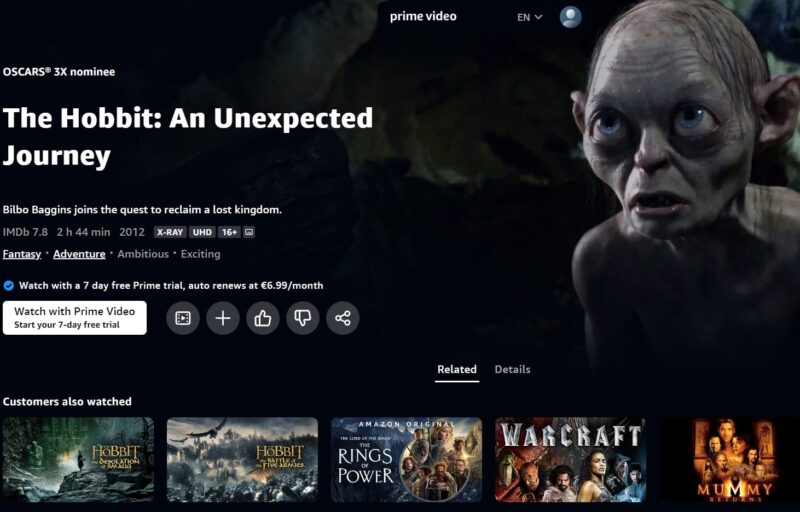 The Hobbit Movies on Amazon Prime Video