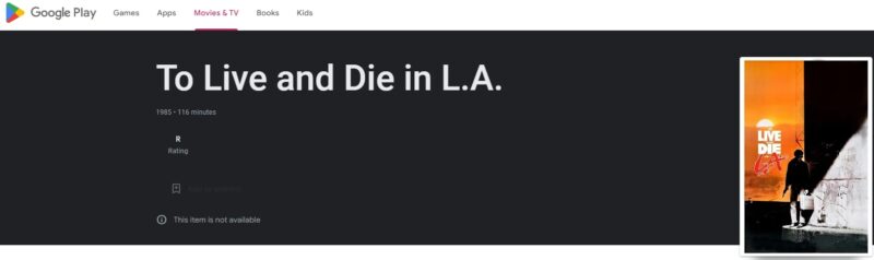 To live and Die in LA - Google Play Movies
